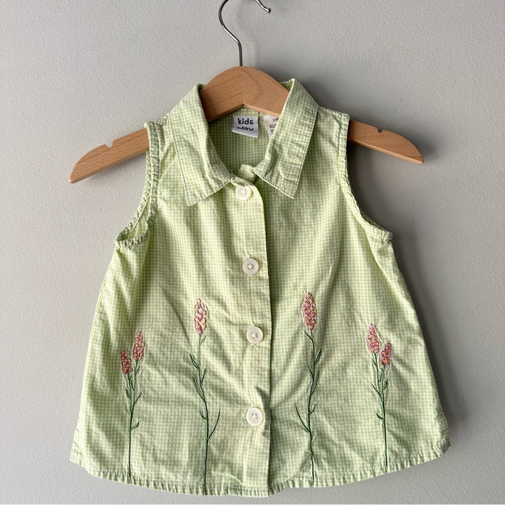 Vintage Kids Play Gingham Button Down Shirt